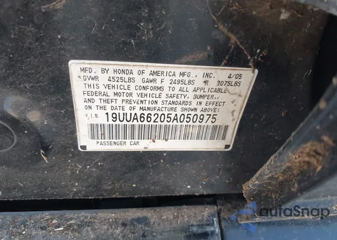 2005 Acura Tl z USA, uszkodzony, nr VIN 19UUA66205A050975